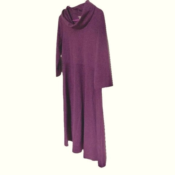 LANDS END Jersey Sweater Dress Purple Eggplant 3/4 Sleeve Medium Petite - Picture 7 of 13